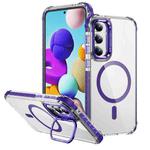 For Samsung Galaxy S23 FE 5G Rainbow Series Transparent MagSafe Lens Holder Phone Case(Purple)