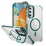 For Samsung Galaxy A15 Rainbow Series Transparent MagSafe Lens Holder Phone Case(Green)