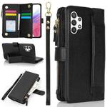 For Samsung Galaxy A13 5G / 4G Wristband Holder Zipper Purse RFID Leather Phone Case(Black)