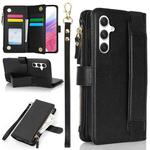 For Samsung Galaxy A54 Wristband Holder Zipper Purse RFID Leather Phone Case(Black)