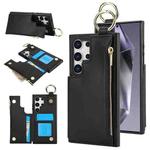 For Samsung Galaxy S24 Ultra 5G RFlD Anti-theft Double Buckle Ring Zipper Card Phone Case(Black)