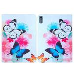 For Lenovo Tab M10 5G / K10 Pro 10.6 Colored Drawing Leather Tablet Case(Two Butterflies)