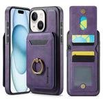 For iPhone 15 Plus DG.MING K1 MagSafe Detachable Wallet RFID Back Cover Phone Case(Purple)