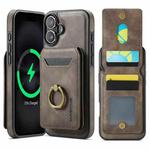 For iPhone 16 DG.MING K1 MagSafe Detachable Wallet RFID Back Cover Phone Case(Coffee)