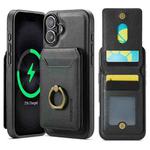 For iPhone 16 DG.MING K1 MagSafe Detachable Wallet RFID Back Cover Phone Case(Black)