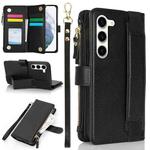 For Samsung Galaxy S23+ 5G Wristband Holder Zipper Purse RFID Leather Phone Case(Black)