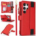 For Samsung Galaxy S24 Ultra 5G Wristband Holder Zipper Purse RFID Leather Phone Case(Red)