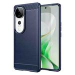 For vivo V40 5G Brushed Texture Carbon Fiber TPU Phone Case(Blue)