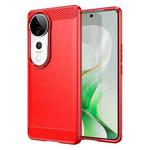 For vivo V40 5G Brushed Texture Carbon Fiber TPU Phone Case(Red)