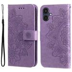 For Samsung Galaxy A25 5G Japan Version / A25e Seven-petal Flowers Embossing Leather Phone Case(Light Purple)