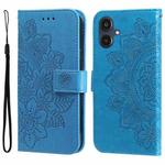 For Samsung Galaxy A25 5G Japan Version / A25e Seven-petal Flowers Embossing Leather Phone Case(Blue)