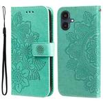 For Samsung Galaxy A25 5G Japan Version / A25e Seven-petal Flowers Embossing Leather Phone Case(Green)