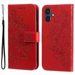 For Samsung Galaxy A25 5G Japan Version / A25e Seven-petal Flowers Embossing Leather Phone Case(Red)