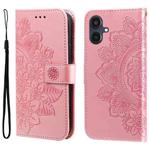 For Samsung Galaxy A25 5G Japan Version / A25e Seven-petal Flowers Embossing Leather Phone Case(Rose Gold)