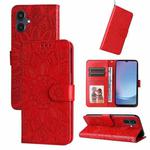 For Samsung Galaxy A25 5G Japan Version / A25e Embossed Sunflower Leather Phone Case(Red)
