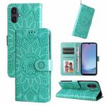 For Samsung Galaxy A25 5G Japan Version / A25e Embossed Sunflower Leather Phone Case(Green)