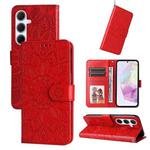 For Samsung Galaxy A56 5G Embossed Sunflower Leather Phone Case(Red)