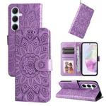 For Samsung Galaxy A56 5G Embossed Sunflower Leather Phone Case(Purple)