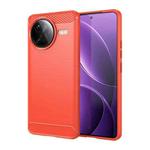 For Redmi K80 Pro Brushed Texture Carbon Fiber TPU Phone Case(Red)