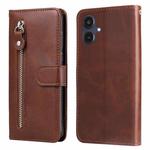 For Samsung Galaxy A25 5G Japan Version / A25e Fashion Calf Texture Zipper Leather Phone Case(Brown)