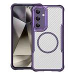 For Samsung Galaxy S24 FE 5G Carbon Fiber Texture MagSafe Translucent Phone Case(Purple)