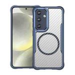 For Samsung Galaxy S25 5G Carbon Fiber Texture MagSafe Translucent Phone Case(Blue)