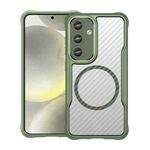 For Samsung Galaxy S25 5G Carbon Fiber Texture MagSafe Translucent Phone Case(Green)
