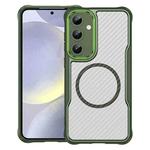 For Samsung Galaxy S25+ 5G Carbon Fiber Texture MagSafe Translucent Phone Case(Green)