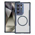 For Samsung Galaxy S25 Ultra 5G Carbon Fiber Texture MagSafe Translucent Phone Case(Blue)