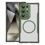 For Samsung Galaxy S25 Ultra 5G Carbon Fiber Texture MagSafe Translucent Phone Case(Green)