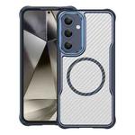 For Samsung Galaxy S24+ 5G Carbon Fiber Texture MagSafe Translucent Phone Case(Blue)