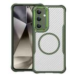For Samsung Galaxy S24+ 5G Carbon Fiber Texture MagSafe Translucent Phone Case(Green)