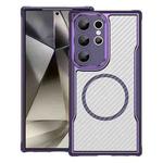 For Samsung Galaxy S24 Ultra 5G Carbon Fiber Texture MagSafe Translucent Phone Case(Purple)