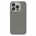 For iPhone 15 Pro Max Skin Feel Fine Leather Texture Metal Lens Frame MagSafe Phone Case(Light Gray)