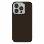 For iPhone 15 Pro Skin Feel Fine Leather Texture Metal Lens Frame MagSafe Phone Case(Brown Gray)