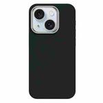 For iPhone 15 Skin Feel Fine Leather Texture Metal Lens Frame MagSafe Phone Case(Green)