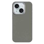 For iPhone 15 Skin Feel Fine Leather Texture Metal Lens Frame MagSafe Phone Case(Light Gray)