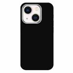 For iPhone 14 Skin Feel Fine Leather Texture Metal Lens Frame MagSafe Phone Case(Black)