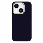 For iPhone 14 Skin Feel Fine Leather Texture Metal Lens Frame MagSafe Phone Case(Navy Blue)