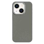 For iPhone 14 Skin Feel Fine Leather Texture Metal Lens Frame MagSafe Phone Case(Light Gray)