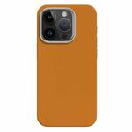 For iPhone 14 Pro Skin Feel Fine Leather Texture Metal Lens Frame MagSafe Phone Case(Ginger)