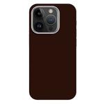 For iPhone 14 Pro Skin Feel Fine Leather Texture Metal Lens Frame MagSafe Phone Case(Coffee Brown)