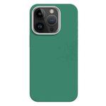 For iPhone 14 Pro Skin Feel Fine Leather Texture Metal Lens Frame MagSafe Phone Case(Grass Green)