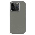 For iPhone 14 Pro Skin Feel Fine Leather Texture Metal Lens Frame MagSafe Phone Case(Light Gray)