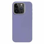 For iPhone 14 Pro Max Skin Feel Fine Leather Texture Metal Lens Frame MagSafe Phone Case(Light Purple)