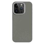 For iPhone 14 Pro Max Skin Feel Fine Leather Texture Metal Lens Frame MagSafe Phone Case(Light Gray)