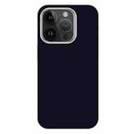 For iPhone 13 Pro Max Skin Feel Fine Leather Texture Metal Lens Frame MagSafe Phone Case(Navy Blue)