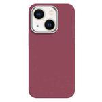 For iPhone 13 Skin Feel Fine Leather Texture Metal Lens Frame MagSafe Phone Case(Rose Red)