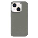 For iPhone 13 Skin Feel Fine Leather Texture Metal Lens Frame MagSafe Phone Case(Light Gray)