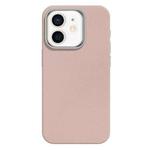 For iPhone 12 Skin Feel Fine Leather Texture Metal Lens Frame MagSafe Phone Case(Pink)